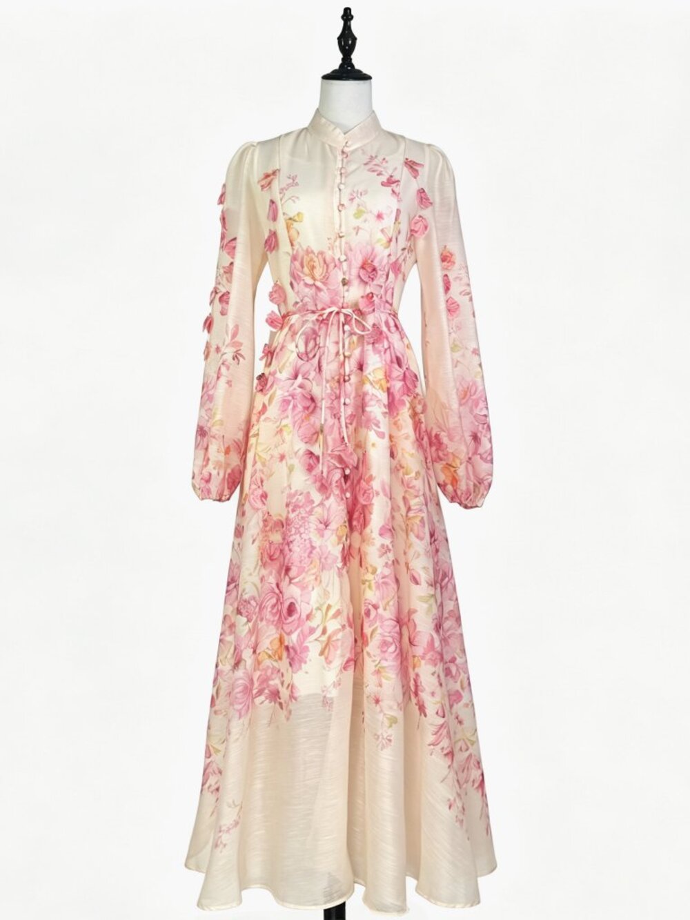 Zimmermann Blush Floral Print Long Sleeve Dress